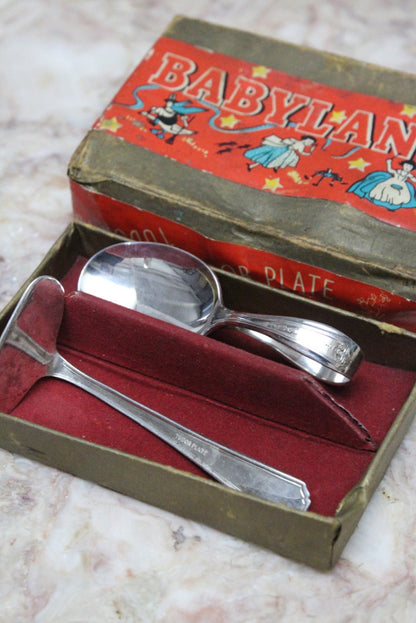 Vintage Baby Spoon & Pusher - Kernow Furniture