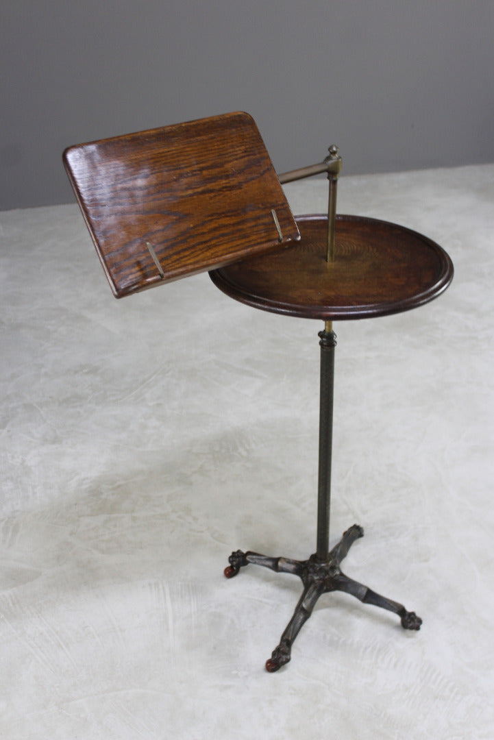 Antique Oak Reading Stand Side Table - Kernow Furniture