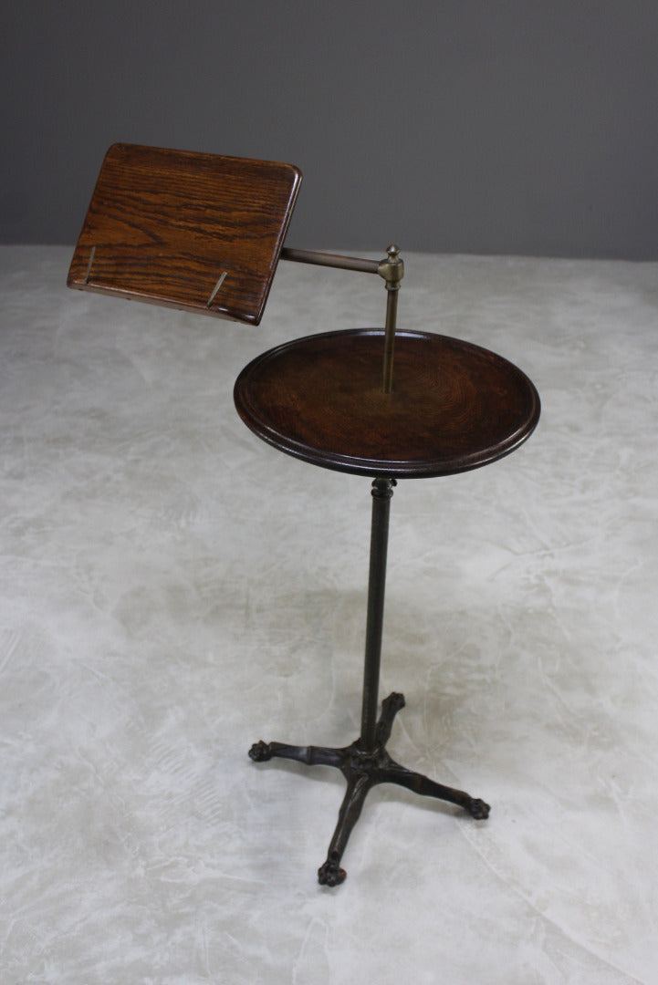 Antique Oak Reading Stand Side Table - Kernow Furniture