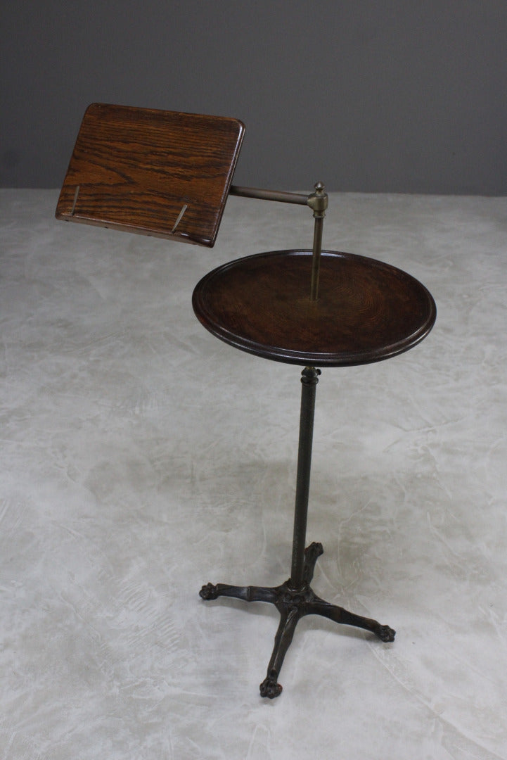 Antique Oak Reading Stand Side Table - Kernow Furniture