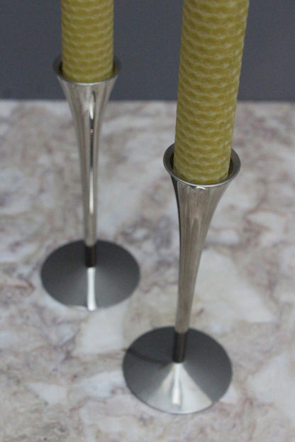 Pair Chrome Solingen Candlesticks - Kernow Furniture