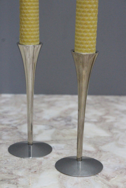 Pair Chrome Solingen Candlesticks - Kernow Furniture