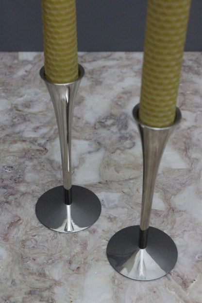 Pair Chrome Solingen Candlesticks - Kernow Furniture