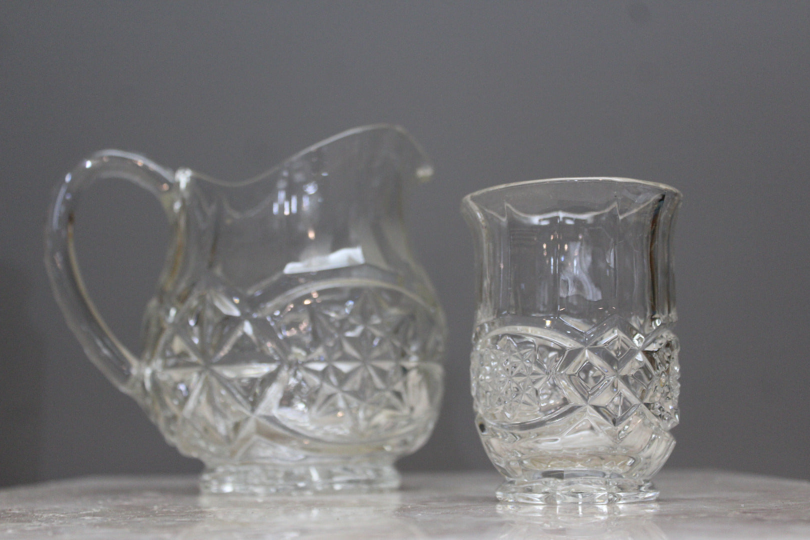 Vintage Glass Jug & Small Vase - Kernow Furniture