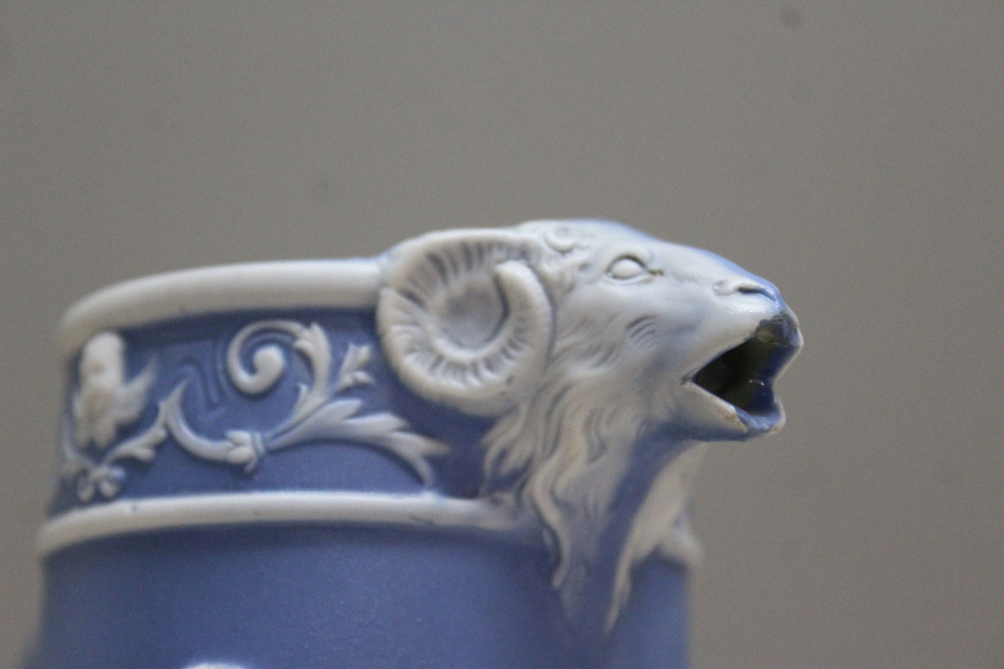 Jasperware Ram's Head Blue Jug - Kernow Furniture