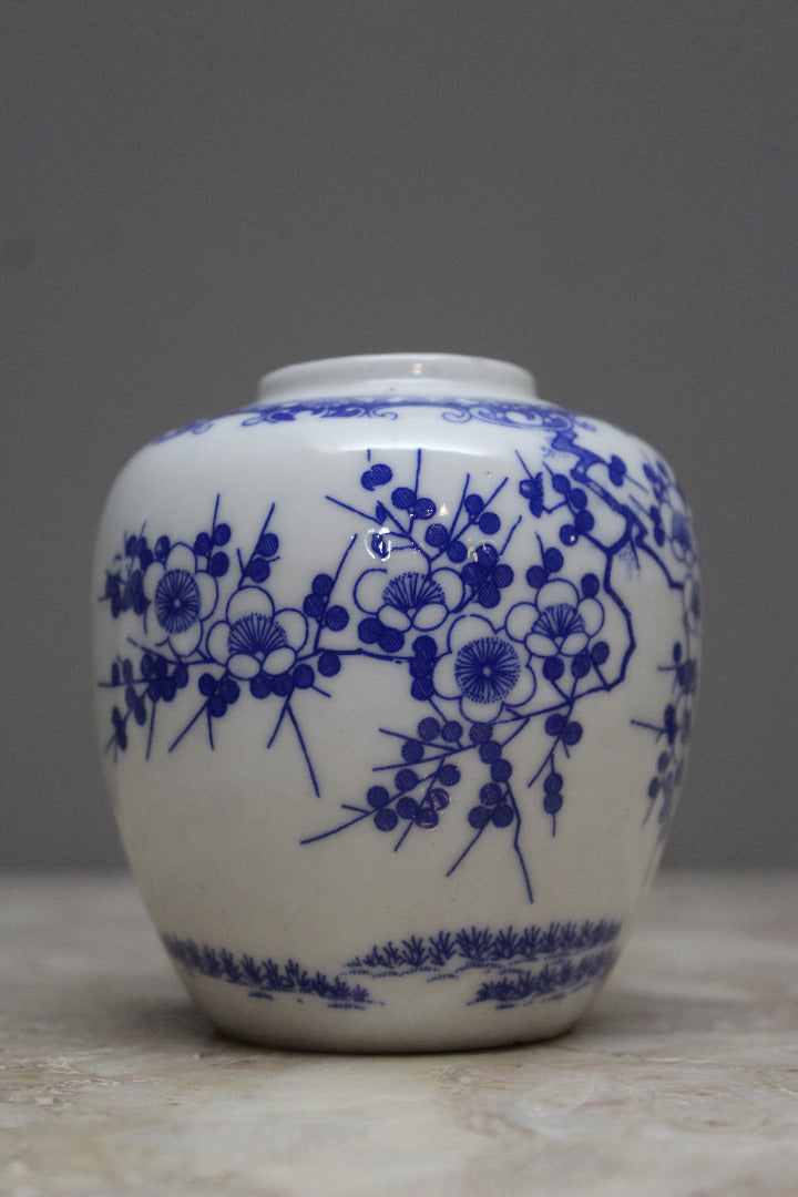 Oriental Blue & White Blossom Ginger Jar - Kernow Furniture