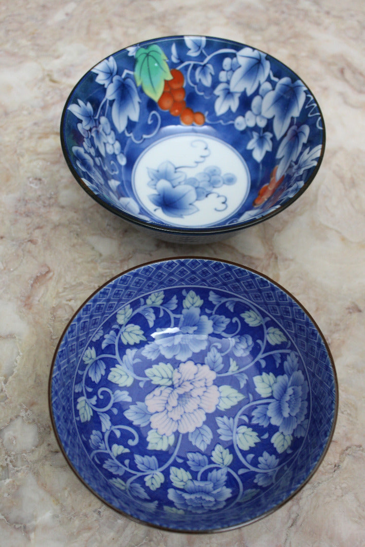 Pair Blue Oriental Bowls - Kernow Furniture