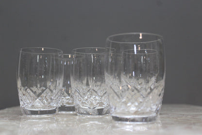 Set 6 Cut Glass Small Tumblers - Kernow Furniture