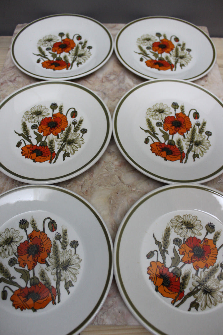 J & G Meakin Poppy Plates x 6 - Kernow Furniture