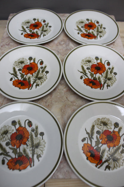 J & G Meakin Poppy Plates x 6 - Kernow Furniture