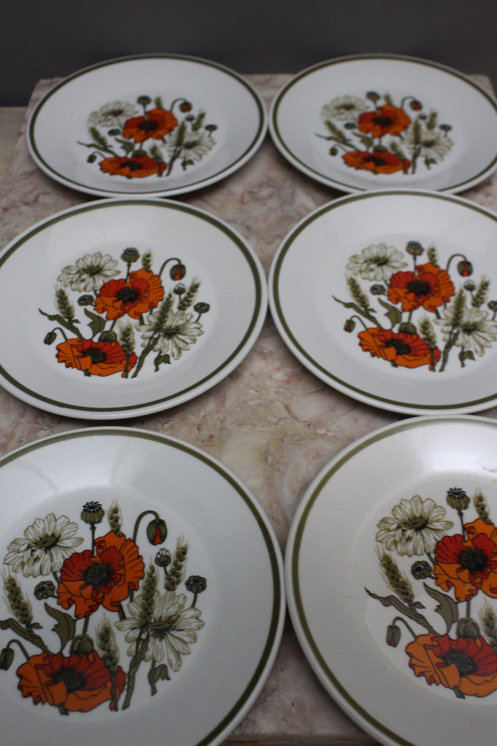 J & G Meakin Poppy Plates x 6 - Kernow Furniture