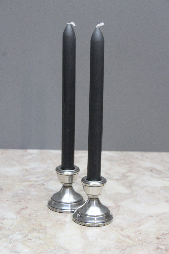 Pair of Small Silver Candlesticks - Kernow Furniture