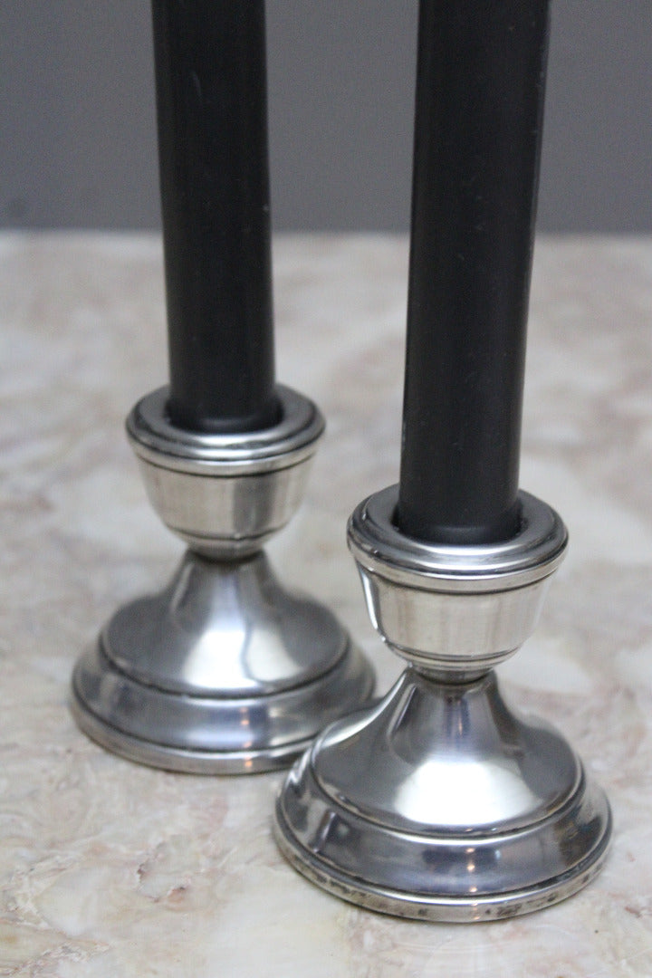 Pair of Small Silver Candlesticks - Kernow Furniture