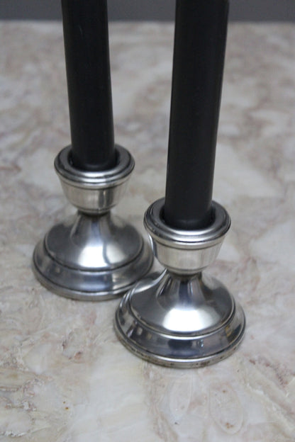 Pair of Small Silver Candlesticks - Kernow Furniture