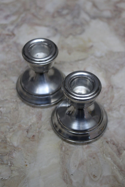 Pair of Small Silver Candlesticks - Kernow Furniture