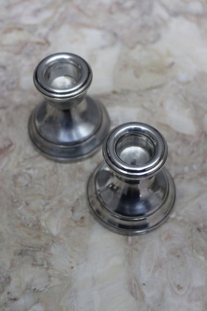 Pair of Small Silver Candlesticks - Kernow Furniture