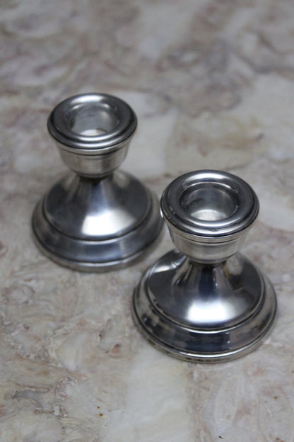 Pair of Small Silver Candlesticks - Kernow Furniture