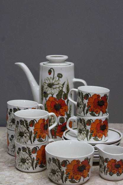 J G Meakin Coffee Set - 6 Cups Saucers Plates - Kernow Furniture