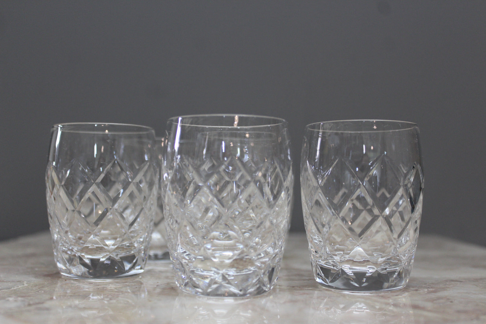 6 Small Cut Glass Tumblers - Kernow Furniture