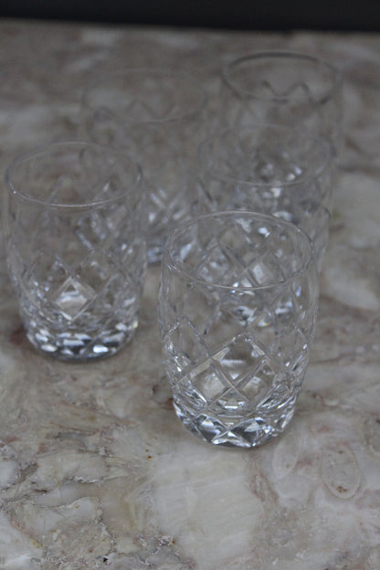 6 Small Cut Glass Tumblers - Kernow Furniture