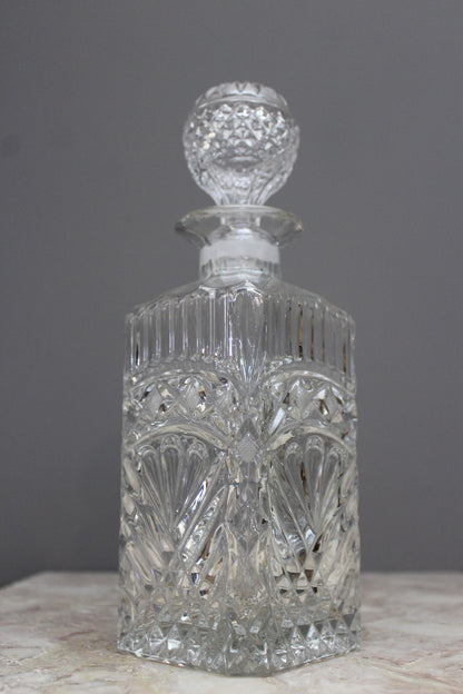 Square Pressed Glass Decanter - Kernow Furniture