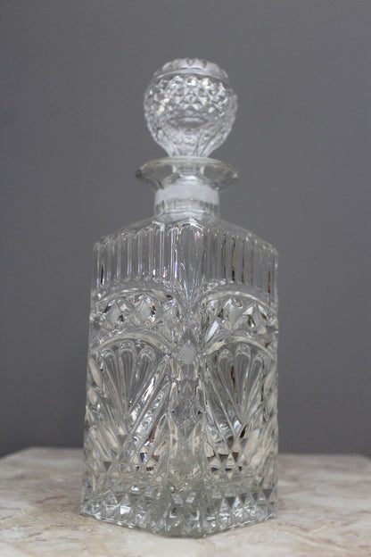 Square Pressed Glass Decanter - Kernow Furniture