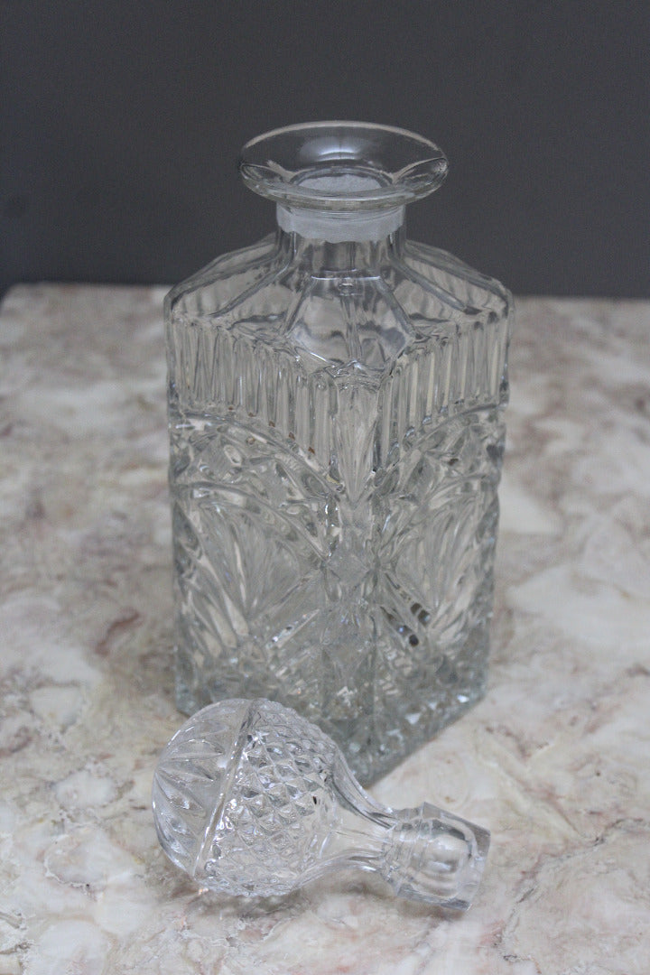 Square Pressed Glass Decanter - Kernow Furniture