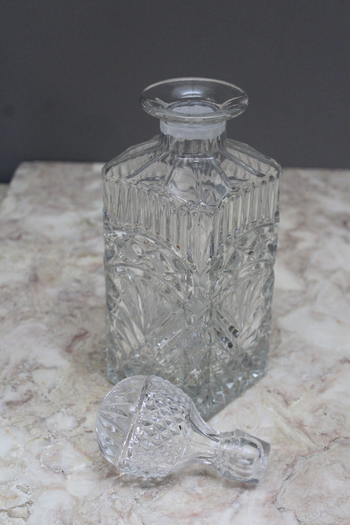 Square Pressed Glass Decanter - Kernow Furniture