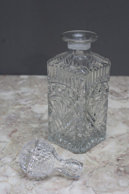 Square Pressed Glass Decanter - Kernow Furniture