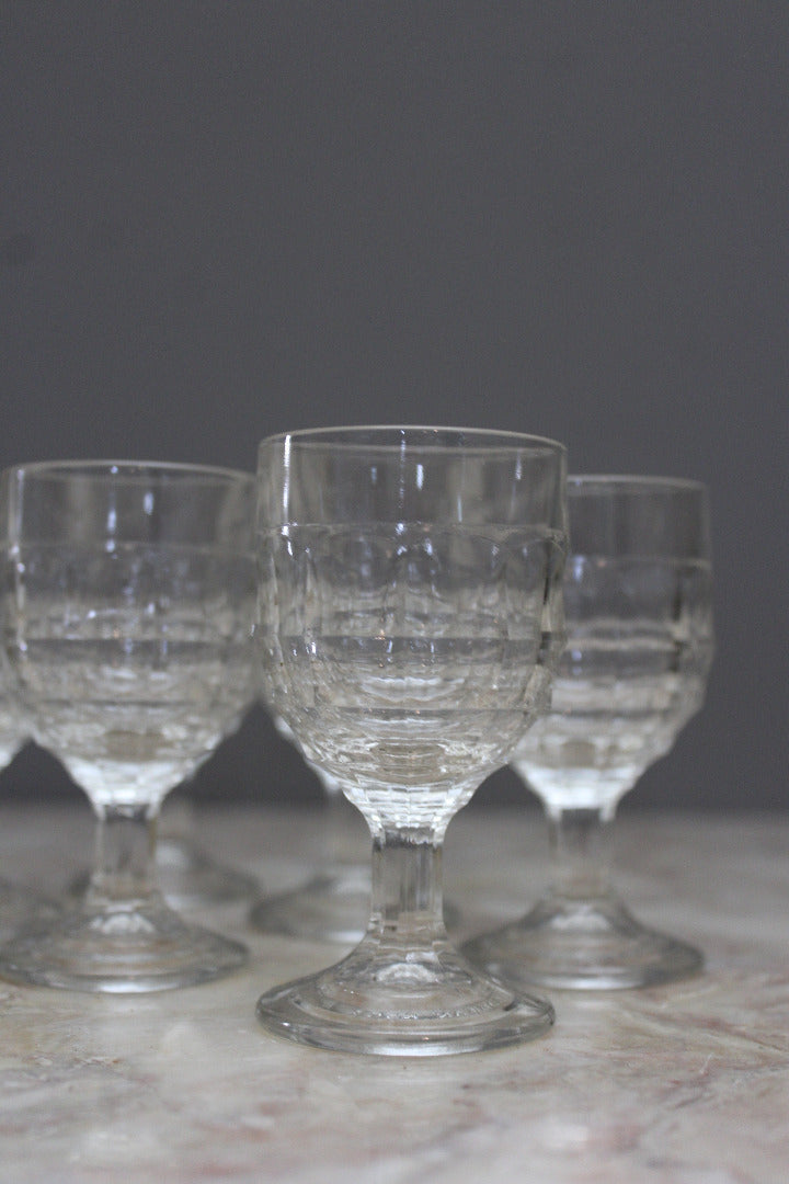 6 Vintage Moulded Liquer Glasses - Kernow Furniture