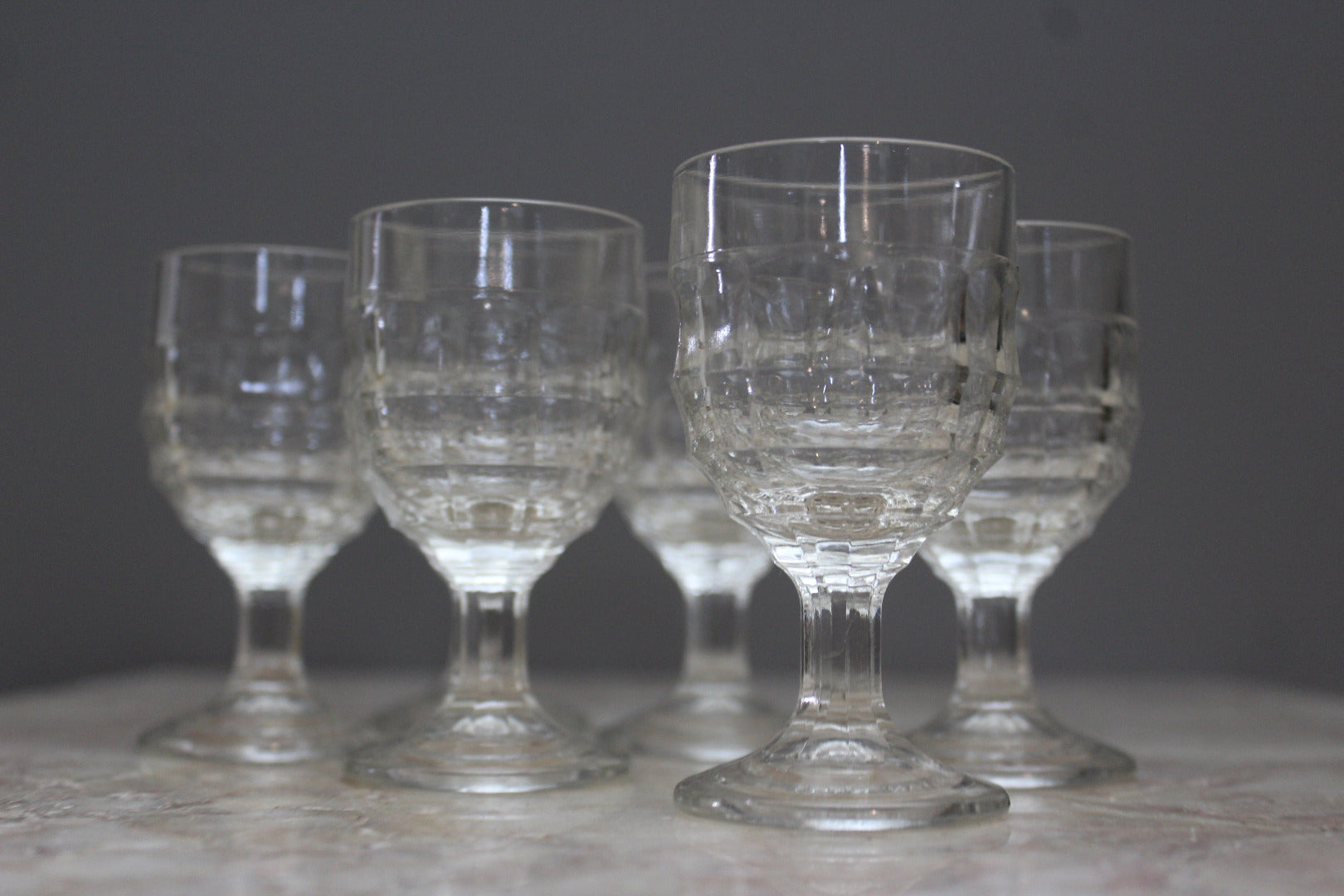 6 Vintage Moulded Liquer Glasses - Kernow Furniture