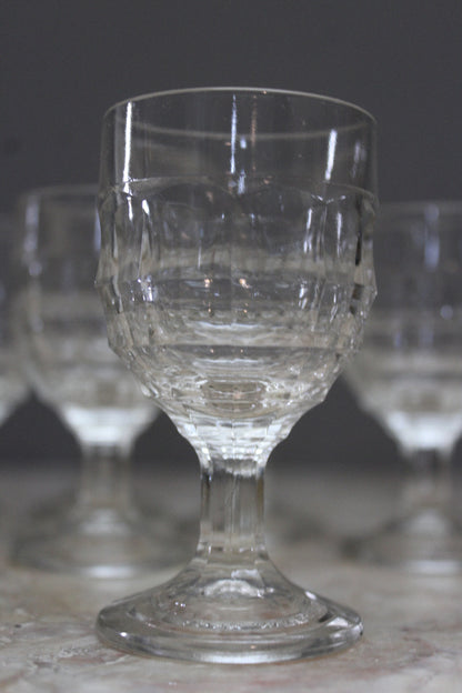 6 Vintage Moulded Liquer Glasses - Kernow Furniture