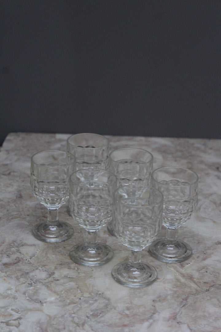 6 Vintage Moulded Liquer Glasses - Kernow Furniture