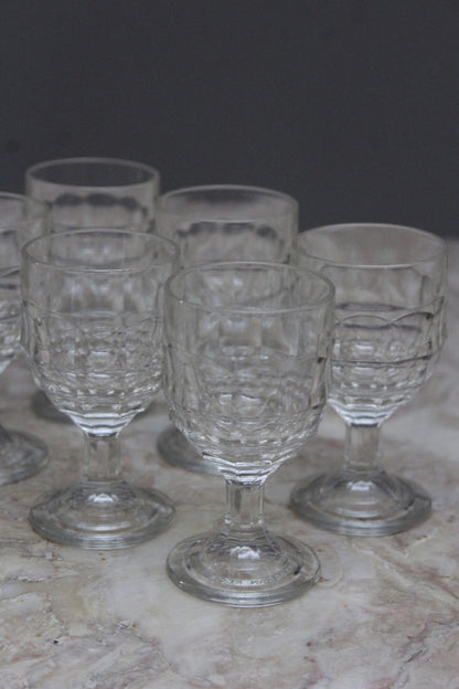 6 Vintage Moulded Liquer Glasses - Kernow Furniture