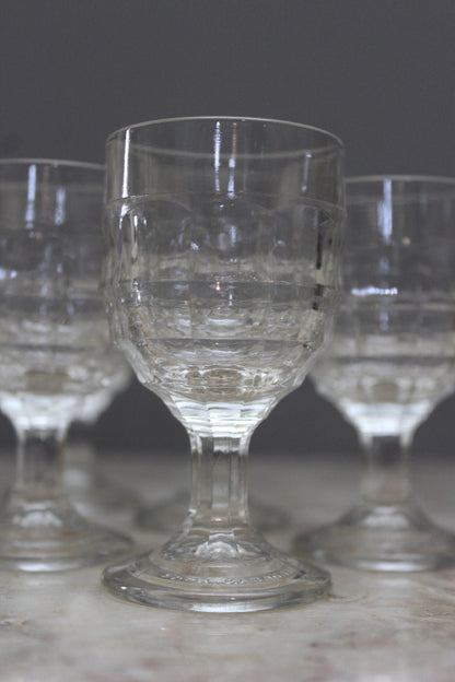 6 Vintage Moulded Liquer Glasses - Kernow Furniture