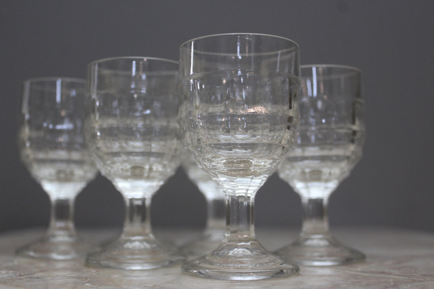 6 Vintage Moulded Liquer Glasses - Kernow Furniture