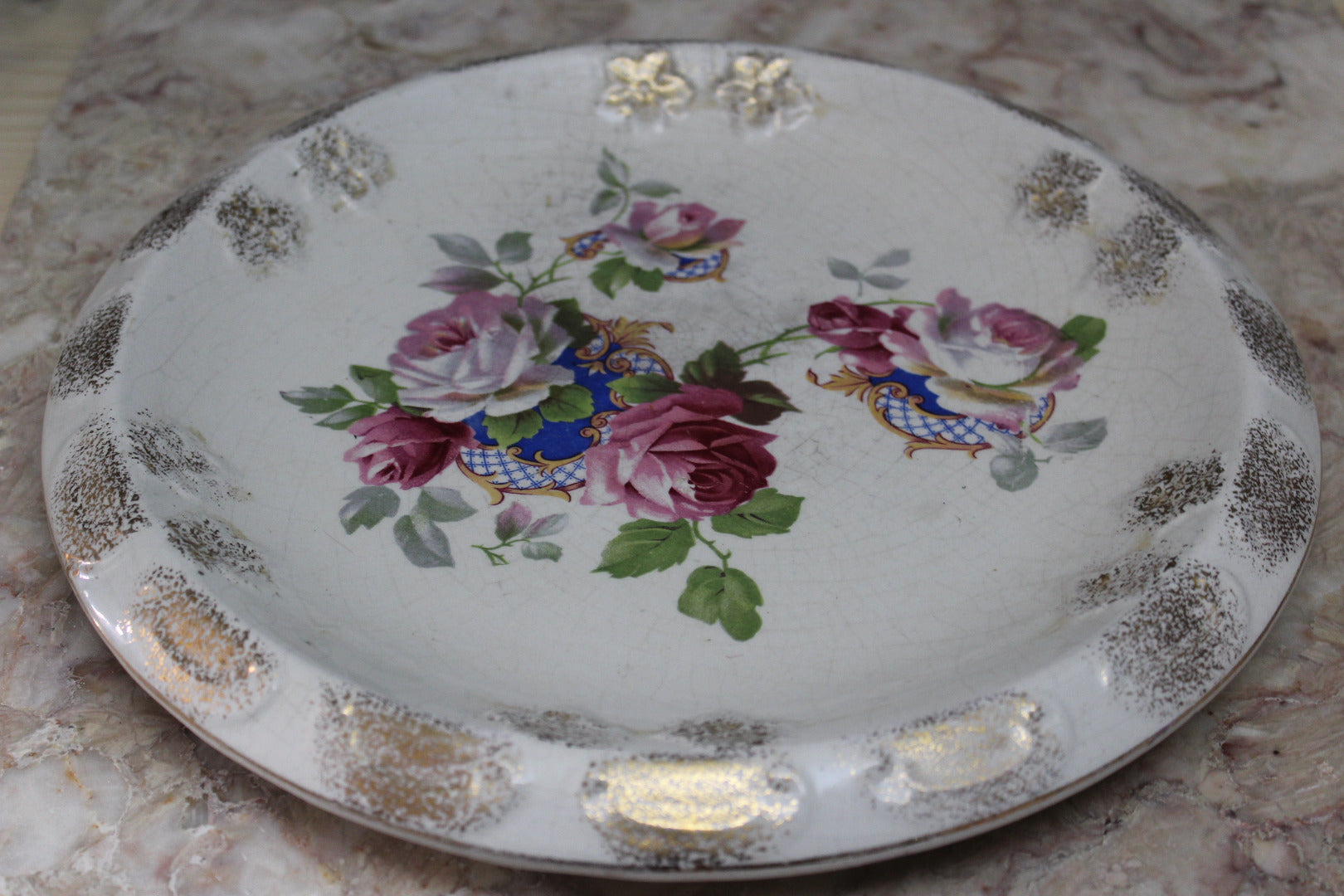 Large Floral Rose Serving Plate - Kernow Furniture