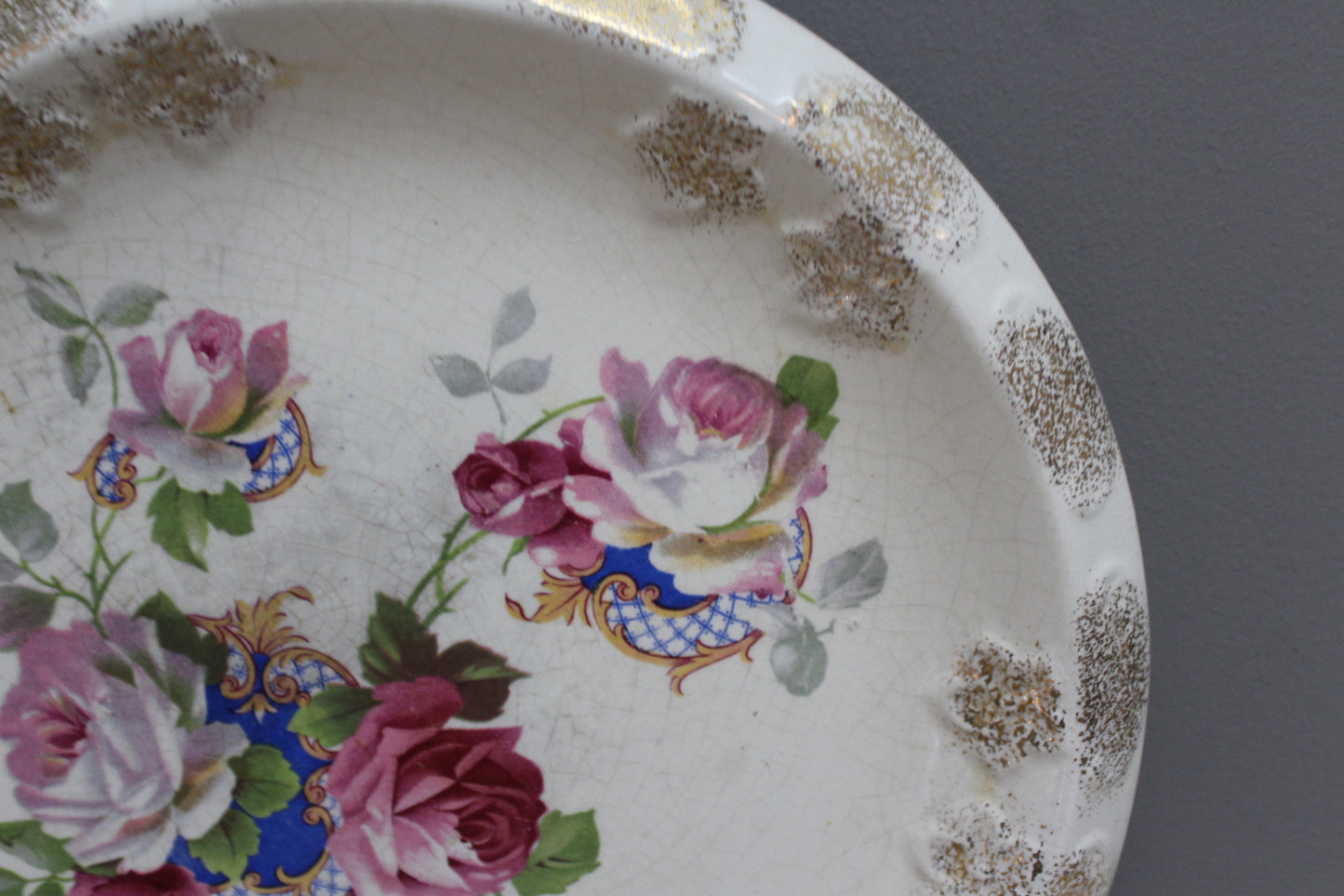 Large Floral Rose Serving Plate - Kernow Furniture