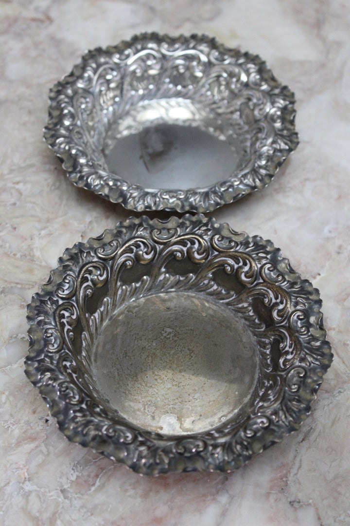 Pair Antique Silver Bon Bon Dishes - Kernow Furniture