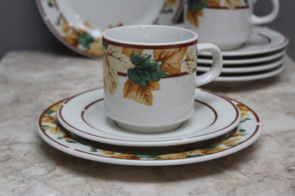 Autumn Leaf Tea Set Cups Saucers Plates - Kernow Furniture