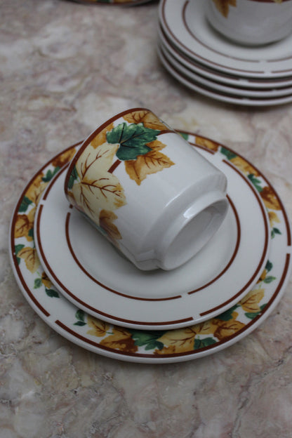 Autumn Leaf Tea Set Cups Saucers Plates - Kernow Furniture