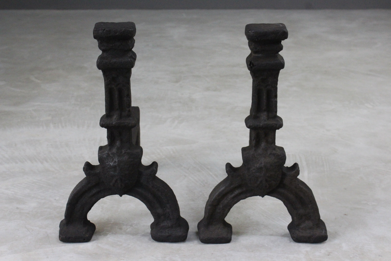 Pair Cast Iron Andirons Fire Dogs - Kernow Furniture