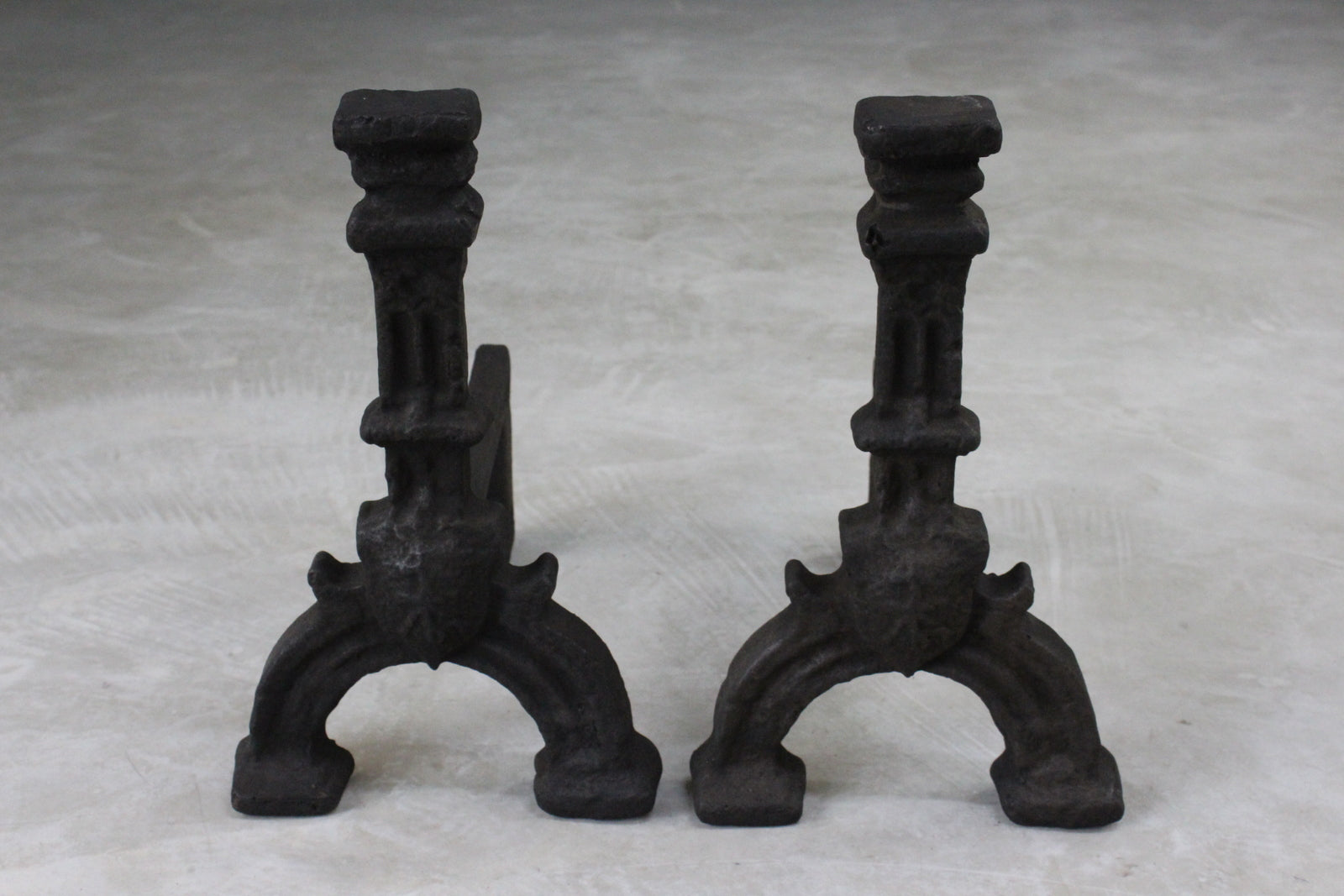 Pair Cast Iron Andirons Fire Dogs - Kernow Furniture