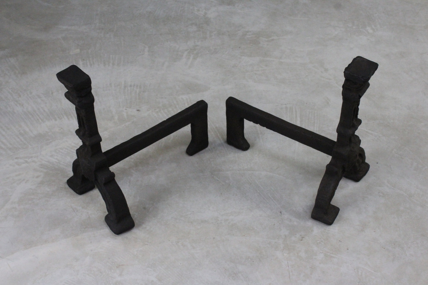 Pair Cast Iron Andirons Fire Dogs - Kernow Furniture