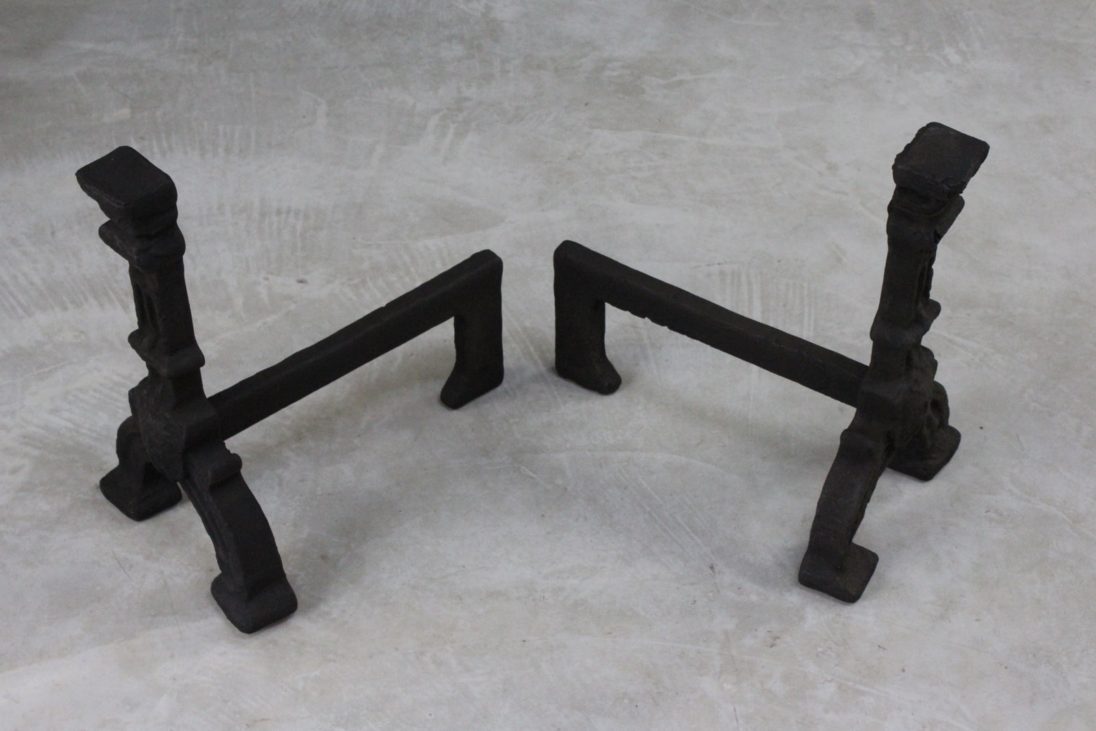 Pair Cast Iron Andirons Fire Dogs - Kernow Furniture