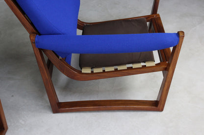 Pair Retro Guy Rogers Virginia Teak Armchairs - Kernow Furniture