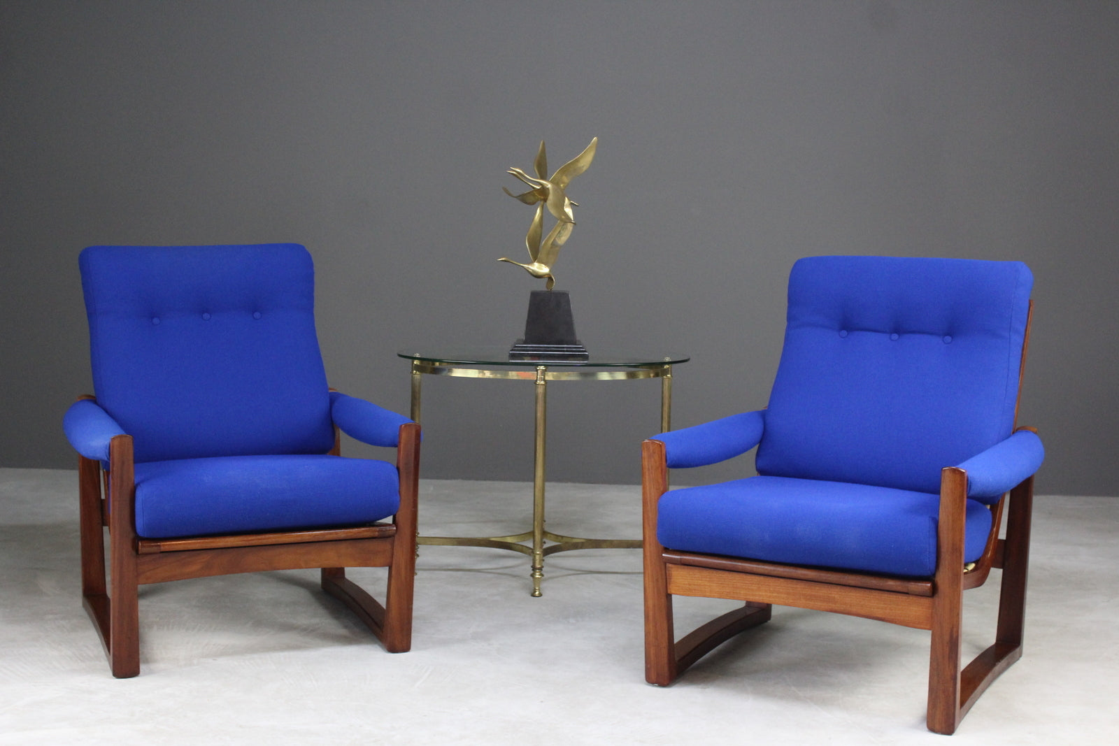 Pair Retro Guy Rogers Virginia Teak Armchairs - Kernow Furniture