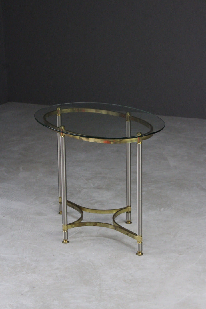 Brass & Glass Oval Side Table - Kernow Furniture