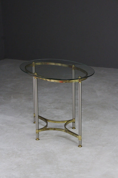 Brass & Glass Oval Side Table - Kernow Furniture