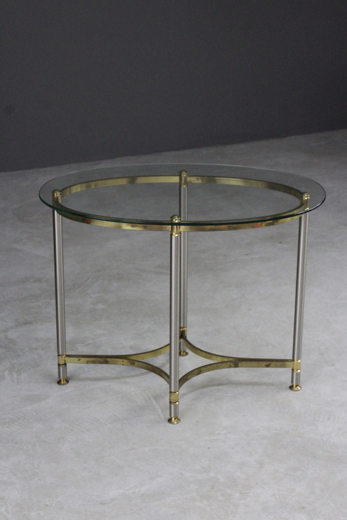 Brass & Glass Oval Side Table - Kernow Furniture